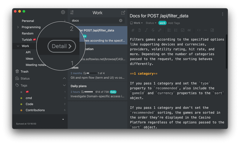 Disclosure button on sidebar