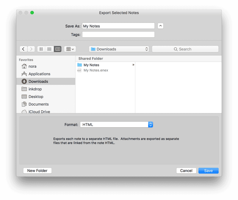 Export Notes from Evernote